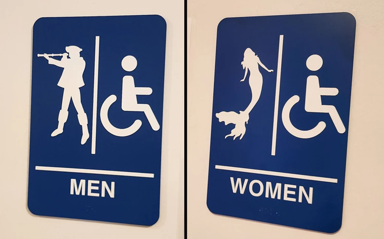 Custom ADA restroom signs with nautical theme