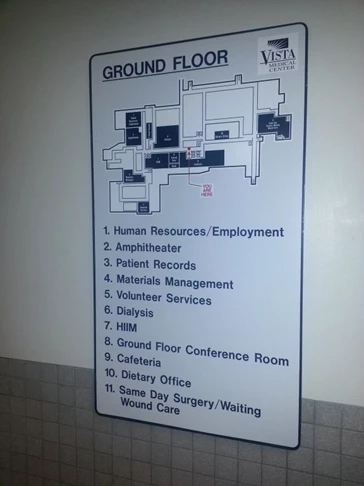 Floor directory with map and you are here location indicated