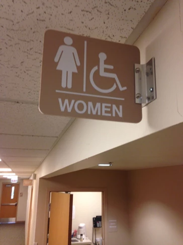 Wall mounted restroom sign