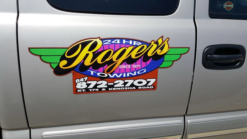 Magnetic Truck Sign - full color logo with contour cut