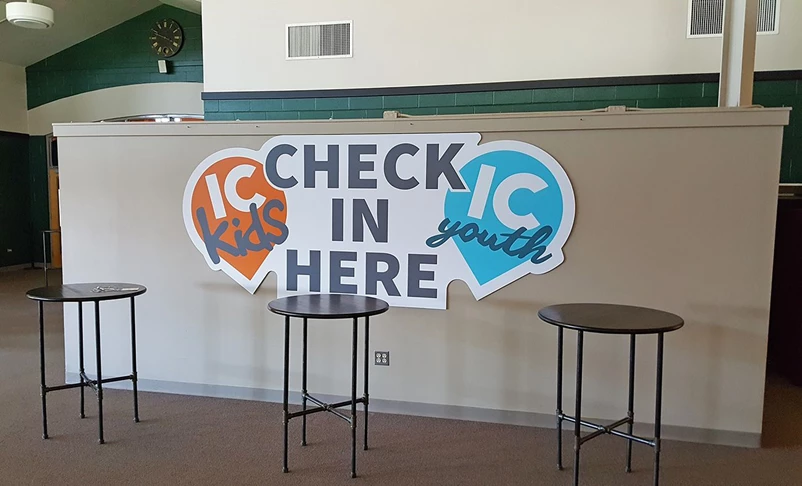 Check in area sign