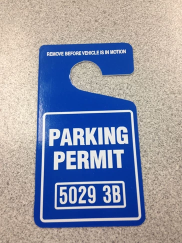 Permit Parking Window Hanger 