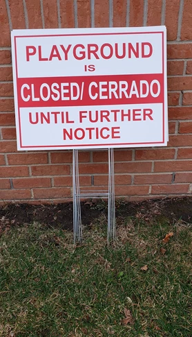 Playground closed signs