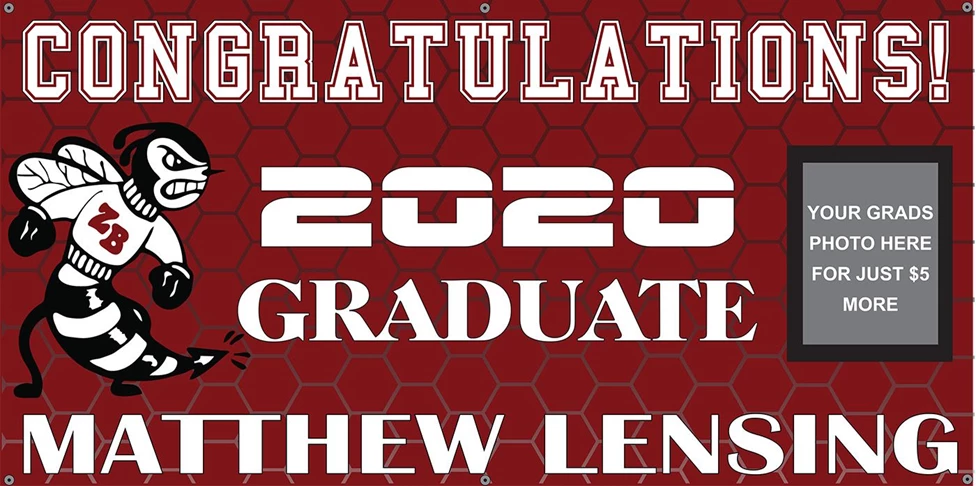 6 x 3 Graduation banners personalized with name and photo