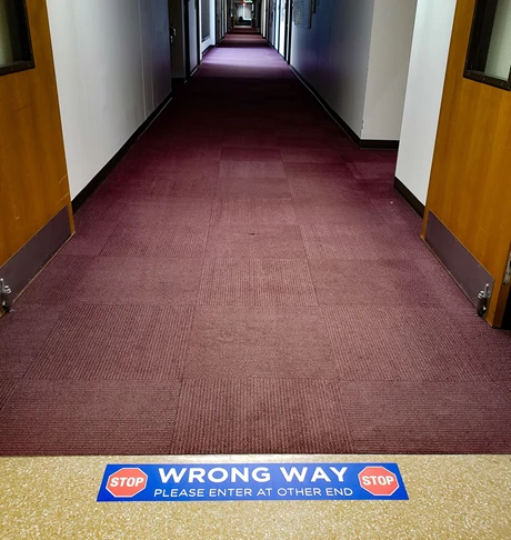 Wrong Way Floor Decal for Aisles or Hallways